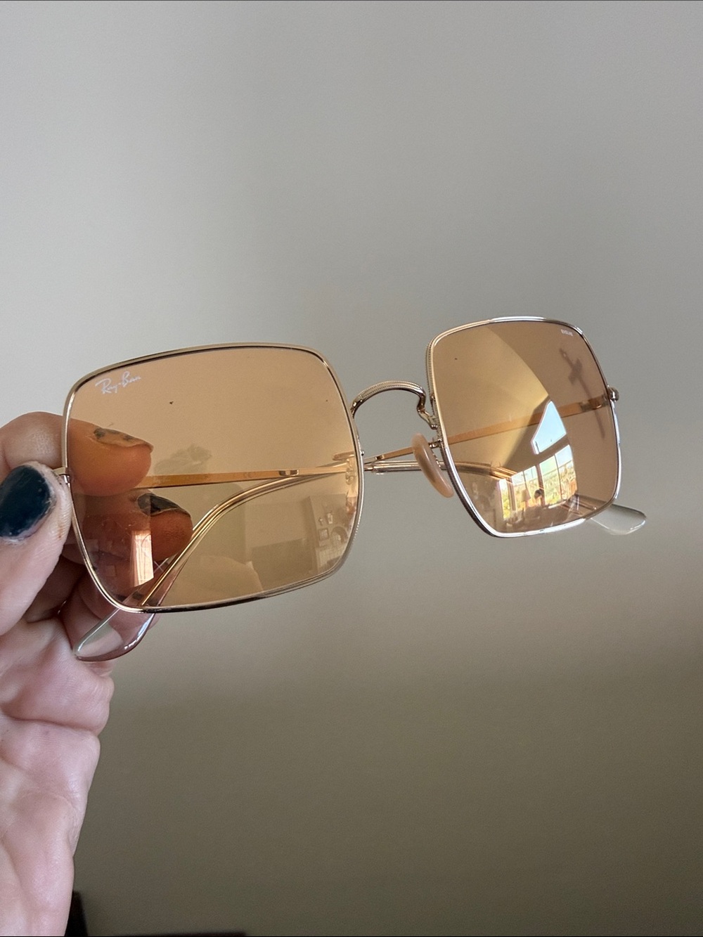 Ray-Ban RB1971 Square Oversized Rose Gold Sunglasses 001/B4 54mm